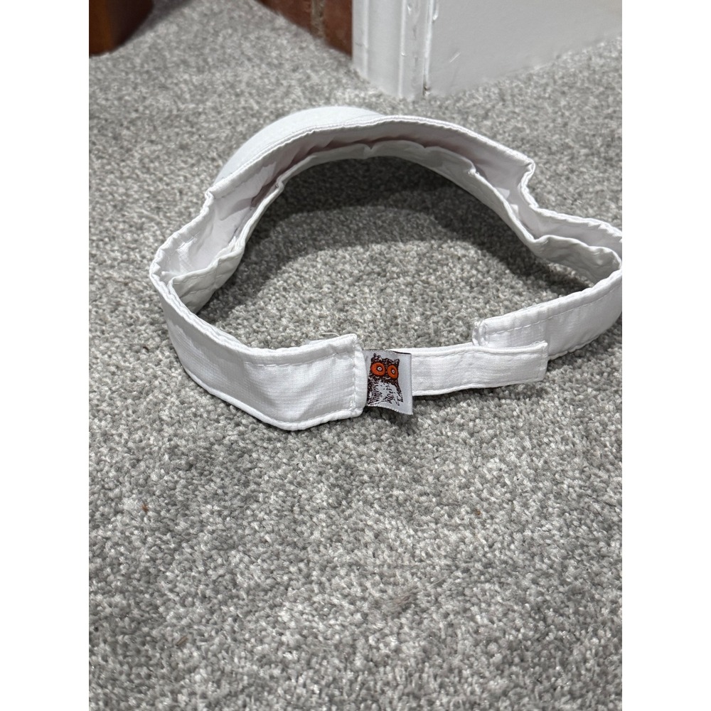 Hooters Restaurant Uniform Visor Hat White Orange Embroidered Adjustable Logo - Picture 2 of 3